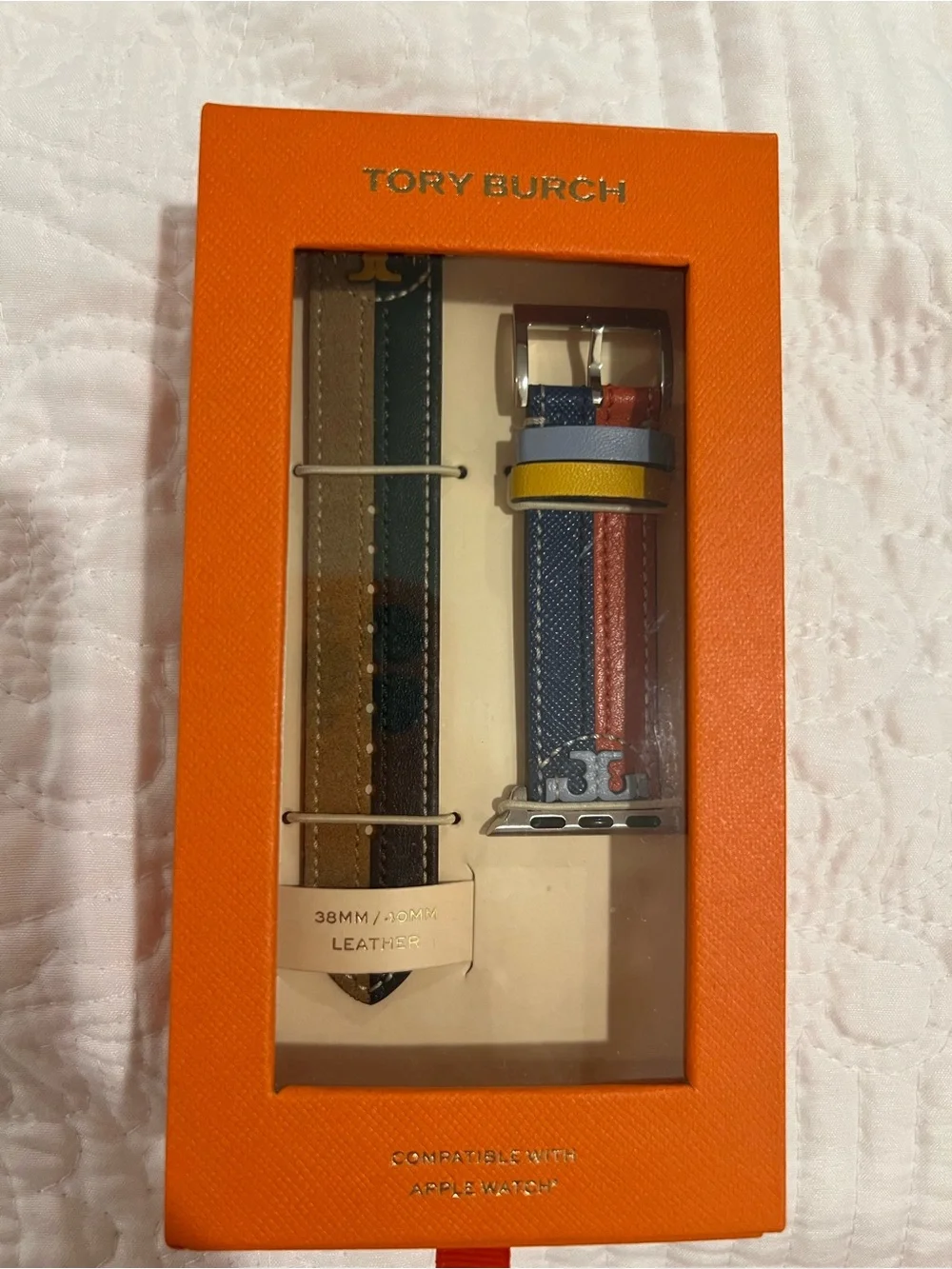 Tory Burch Multicolor Leather Watch Strap Set - Olive, Navy, Red, Yellow